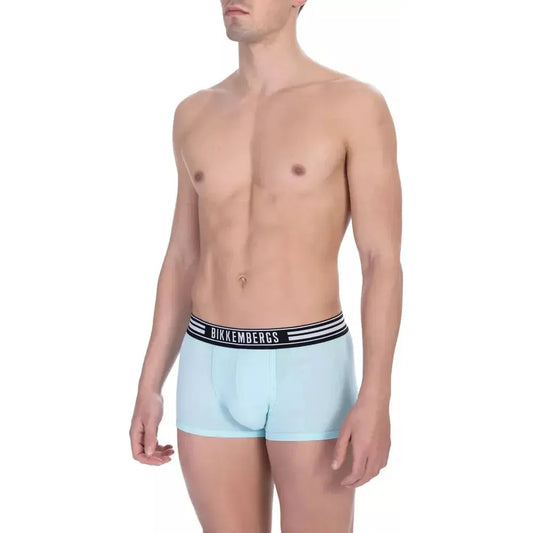 Bikkembergs Light Blue Cotton Men Underwear Trunk Set Bikkembergs