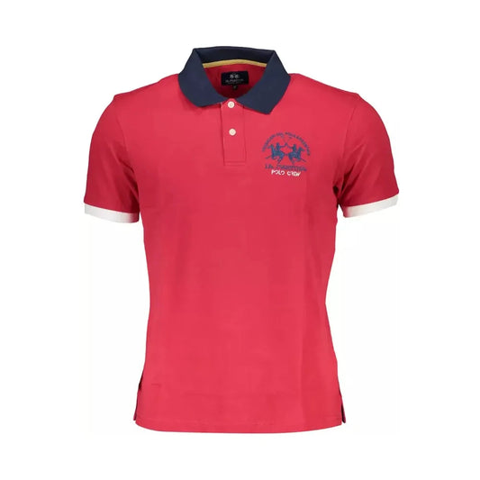 La Martina Red Cotton Men Polo La Martina