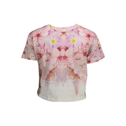 Desigual Chic Pink Embroidered Cotton Tee Desigual