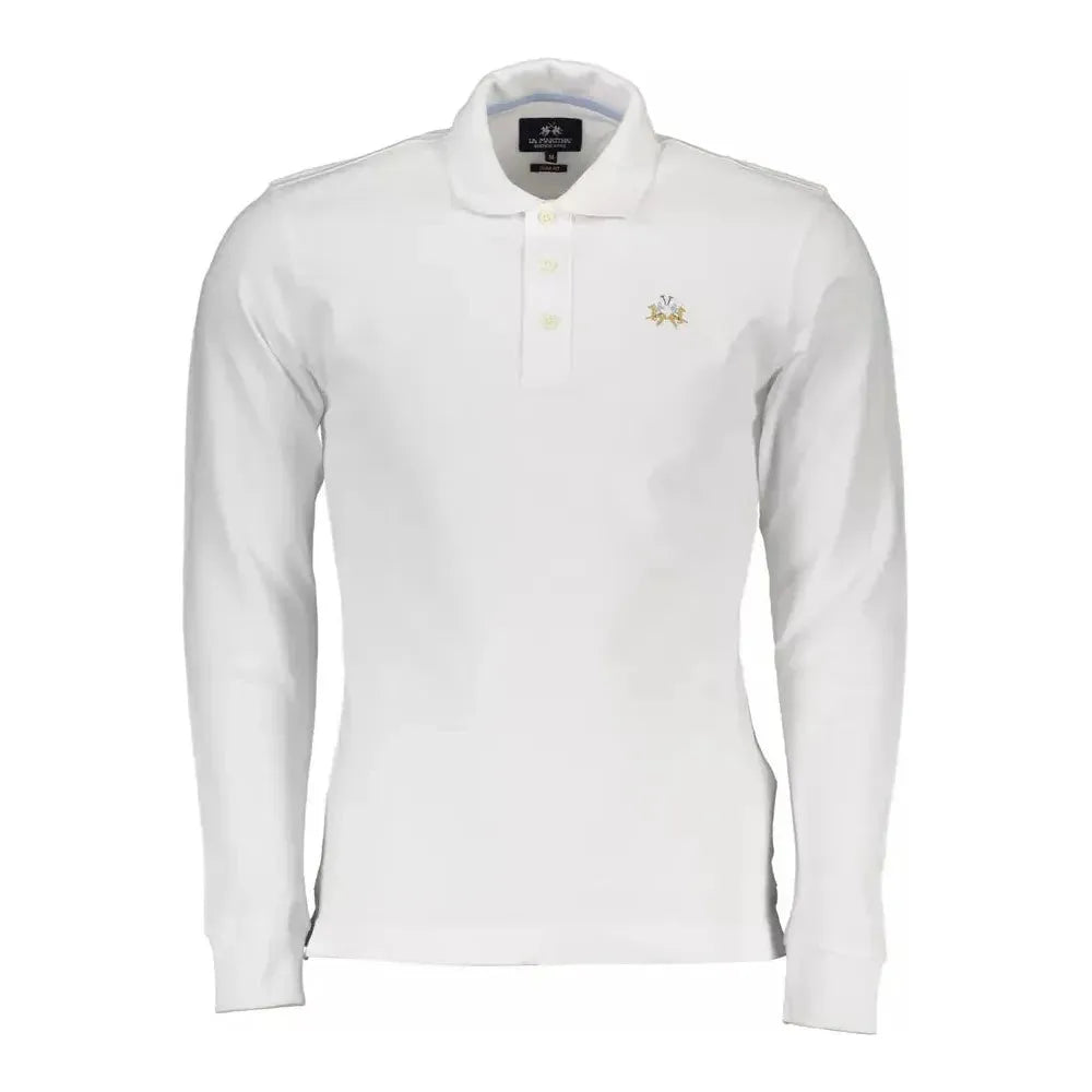 La Martina White Cotton Men Polo Shirt La Martina