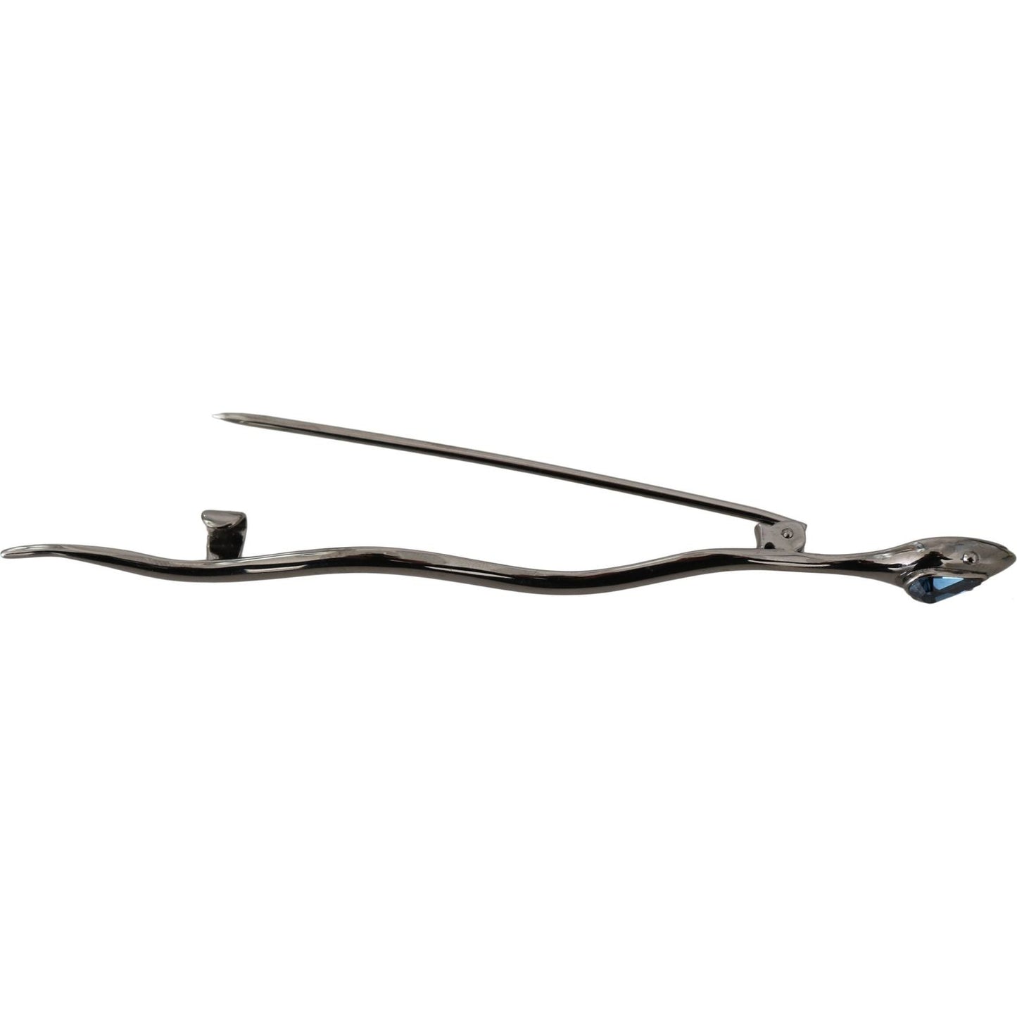 Dolce & Gabbana Silver Brass Crystal Spilla Serpente Brooch Pin