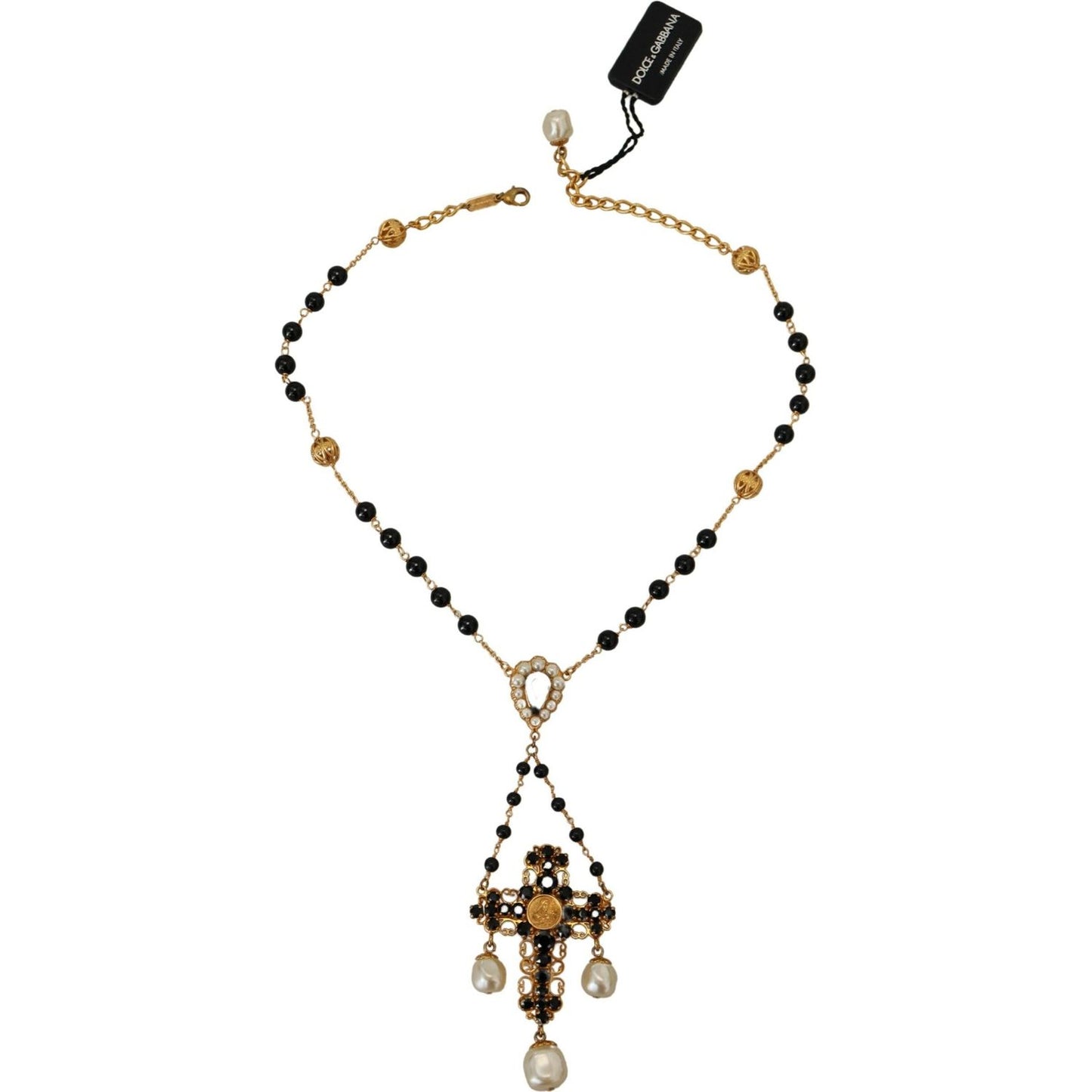 Dolce & Gabbana Elegant Crystal Cross Charm Necklace Dolce & Gabbana