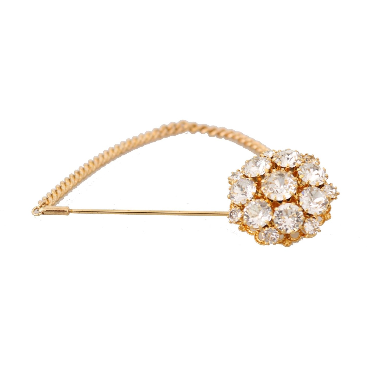 Dolce & Gabbana Exquisite Crystal-Embellished Gold Brooch Dolce & Gabbana