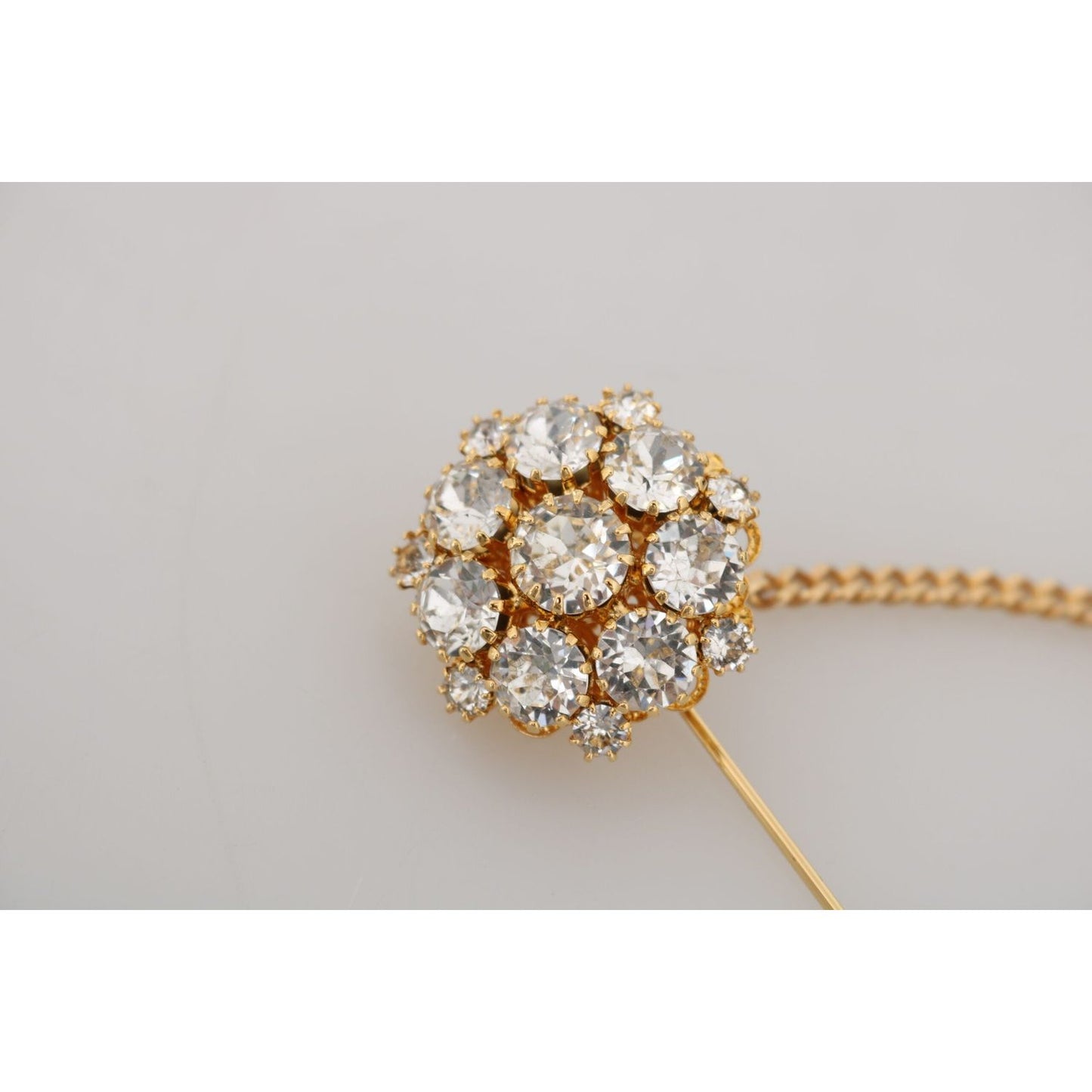 Dolce & Gabbana Exquisite Crystal-Embellished Gold Brooch Dolce & Gabbana