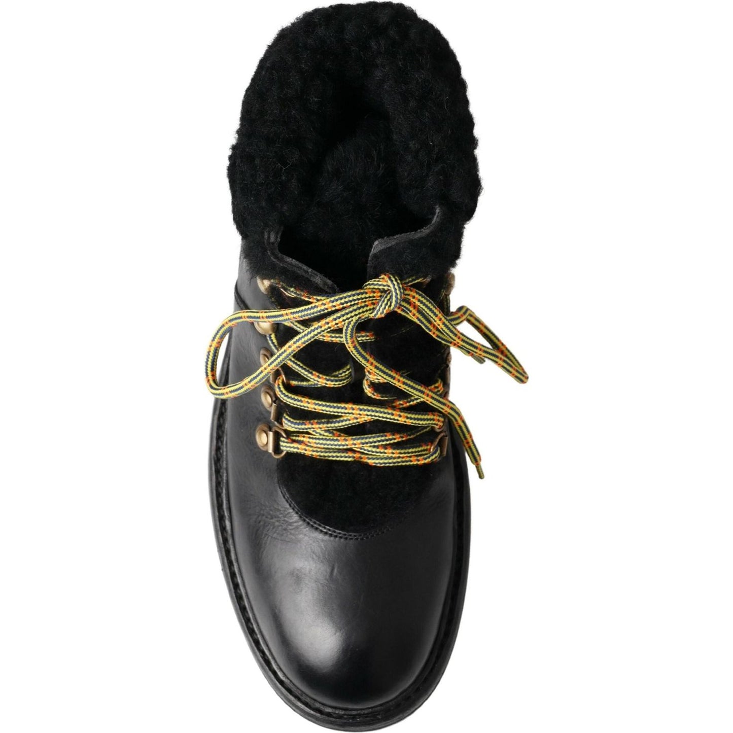 Dolce & Gabbana Elegant Shearling Style Men's Leather Boots Dolce & Gabbana