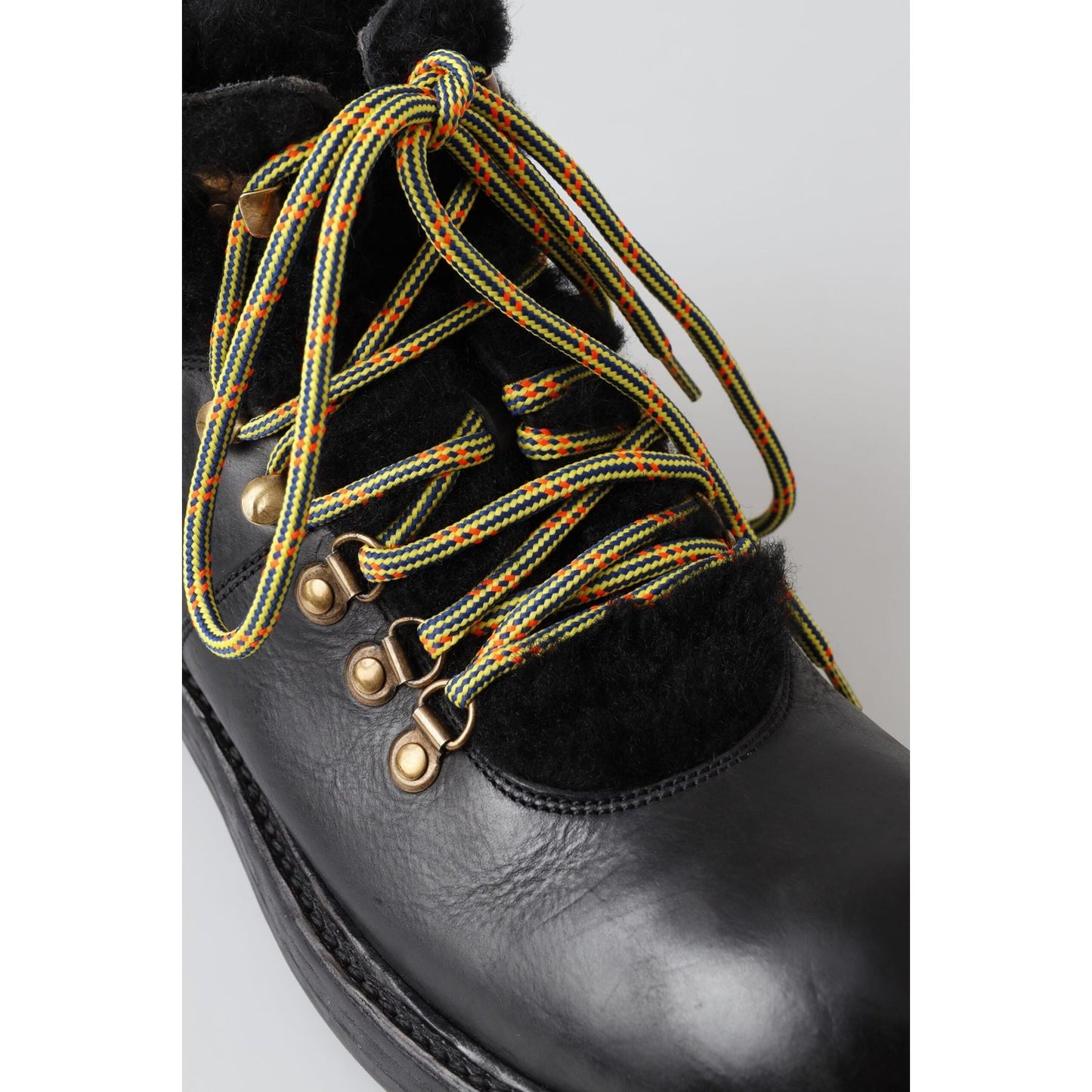 Dolce & Gabbana Elegant Shearling Style Men's Leather Boots Dolce & Gabbana