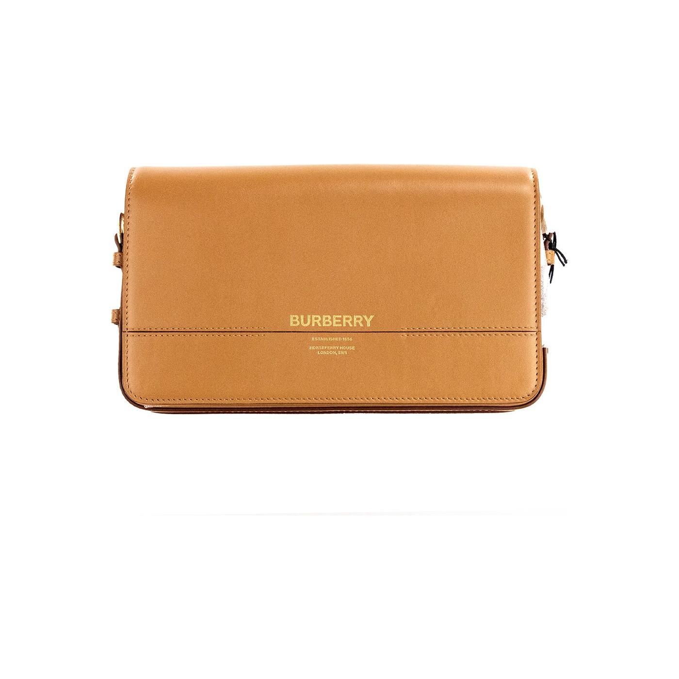 Burberry Grace Small Nutmeg Smooth Leather Flap Crossbody Clutch Handbag Purse Burberry