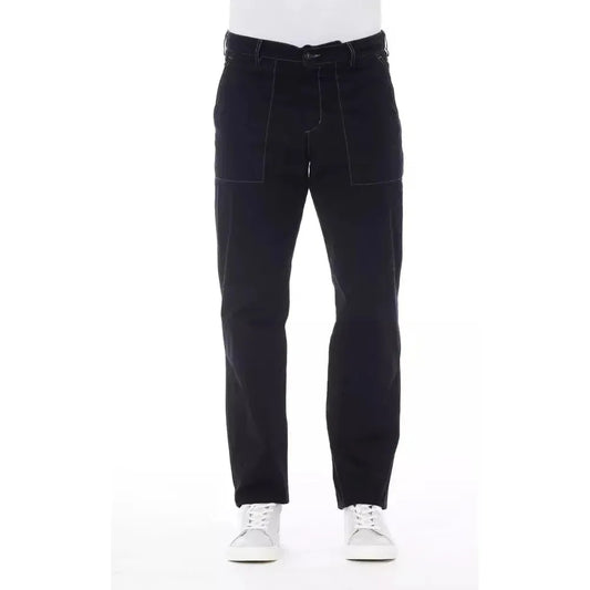 Alpha Studio Blue Cotton Men Pants Alpha Studio