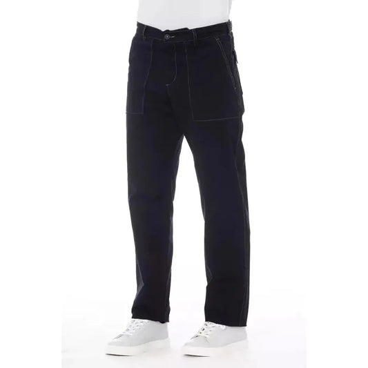 Alpha Studio Blue Cotton Men Pant Alpha Studio