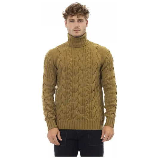 Alpha Studio Brown Wool Men's Turtleneck Sweater Alpha Studio