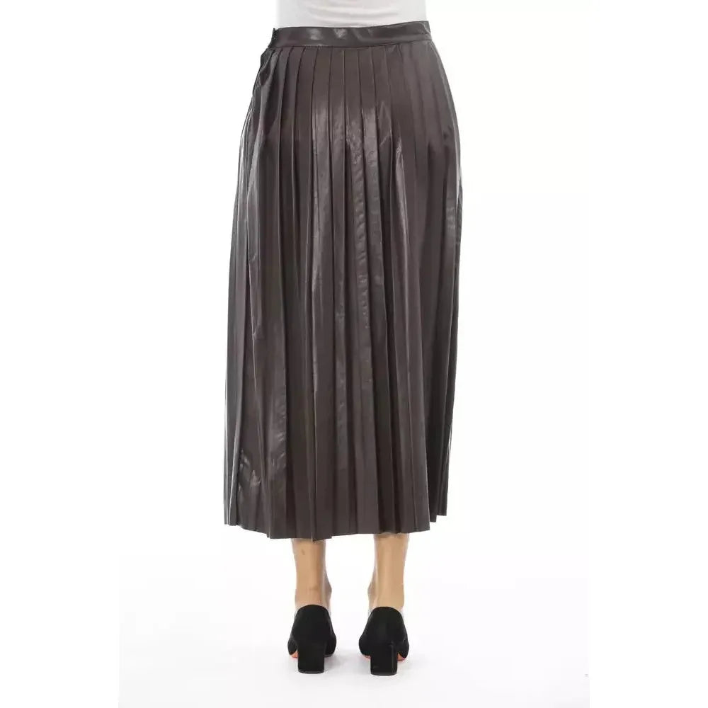 Alpha Studio Brown Polyethylene Women Skirt Alpha Studio