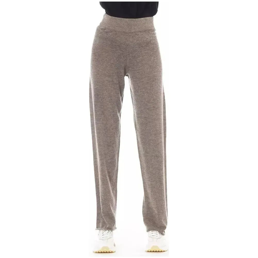 Alpha Studio Brown Wool Women Pant Alpha Studio