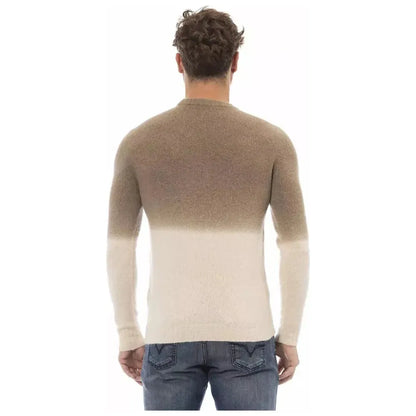 Alpha Studio Beige Alpaca Men Sweater