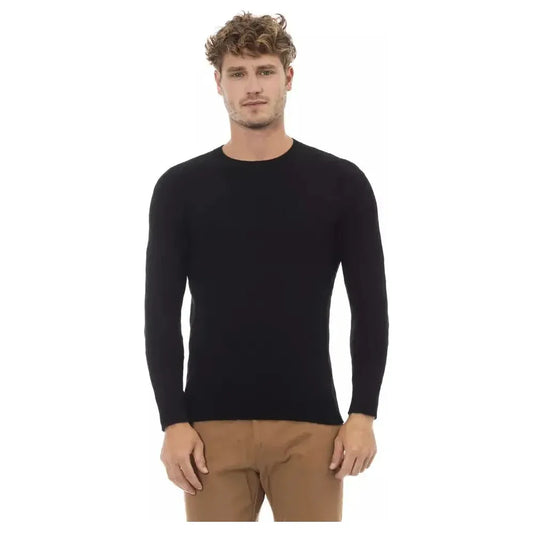 Alpha Studio Black Wool Men Sweater Alpha Studio