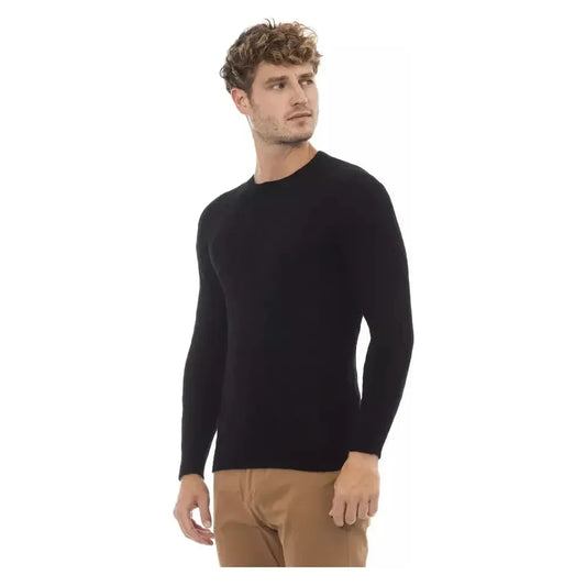 Alpha Studio Black Wool Men Sweater Alpha Studio