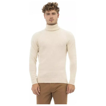 Alpha Studio Beige Alpaca Men Sweater