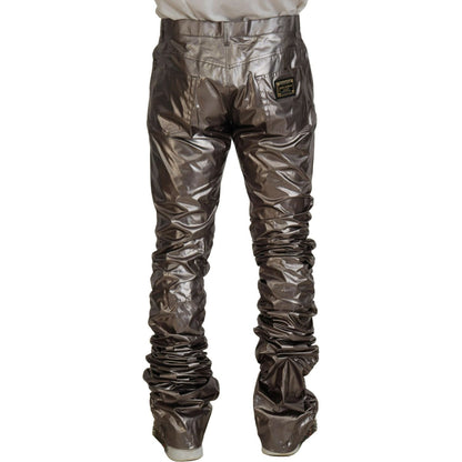 Dolce & Gabbana Silver Metallic Nylon Stretch Pants