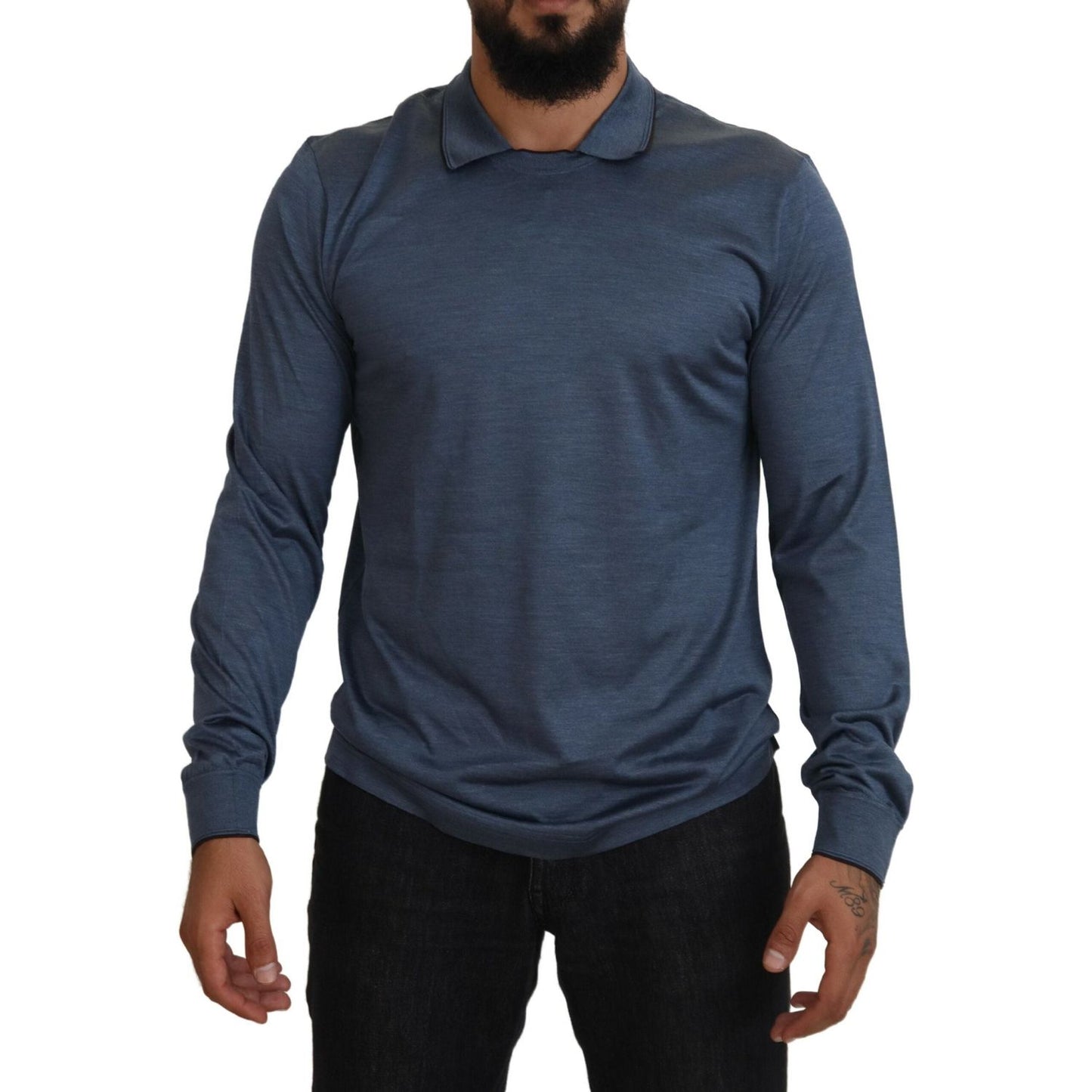 Dolce & Gabbana Elegant Silk Blue Pullover Sweater Dolce & Gabbana