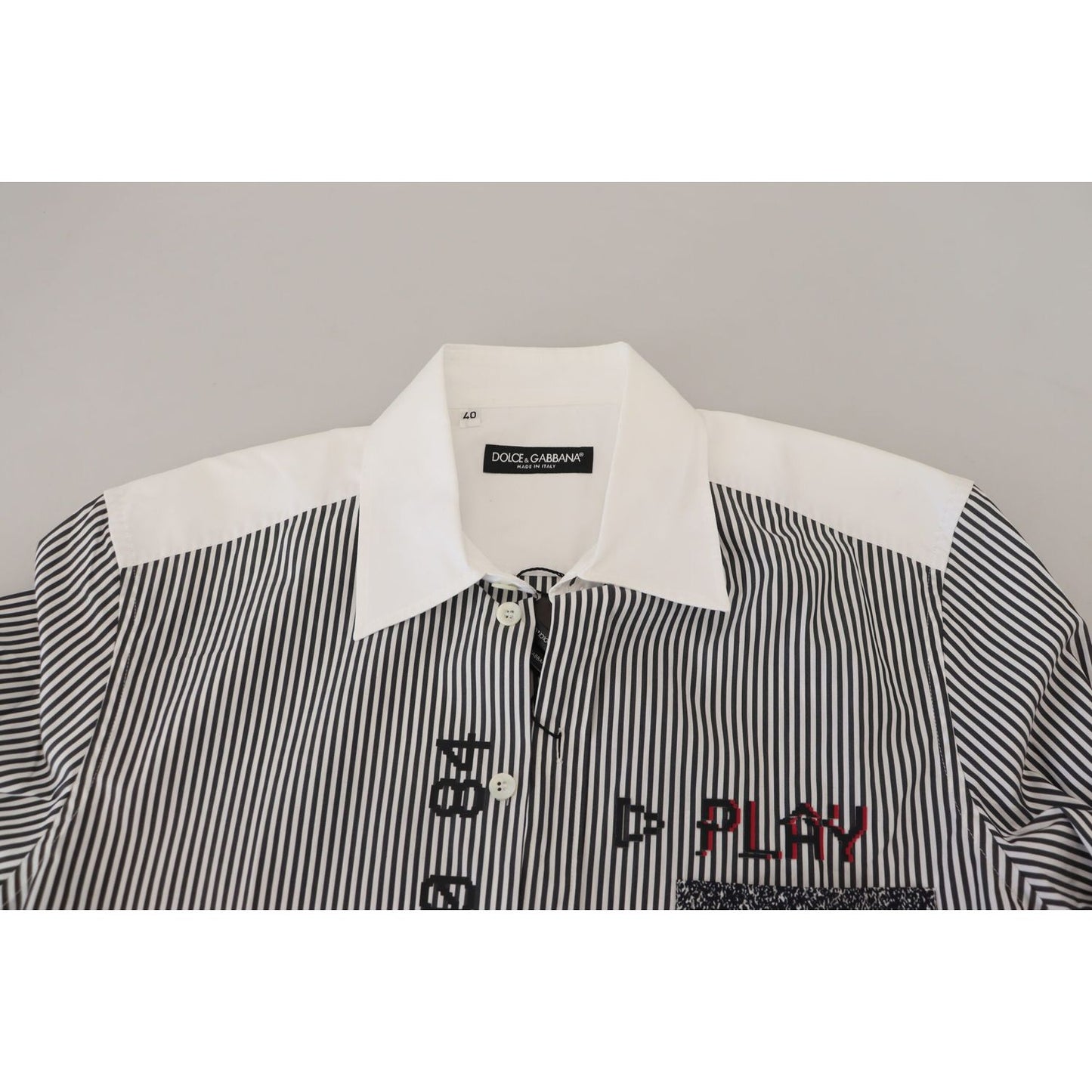 Dolce & Gabbana Slim Fit Striped Casual Shirt with Channel Motive Dolce & Gabbana