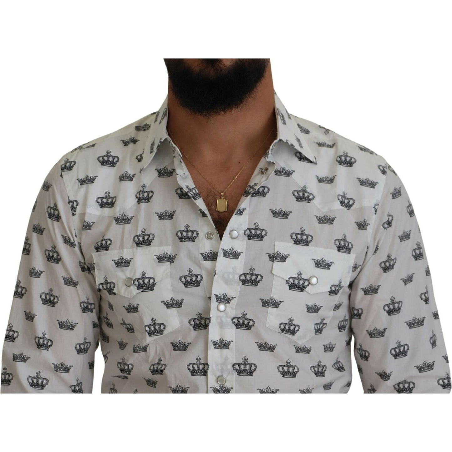 Dolce & Gabbana Slim Fit Crown Print Dress Shirt Dolce & Gabbana