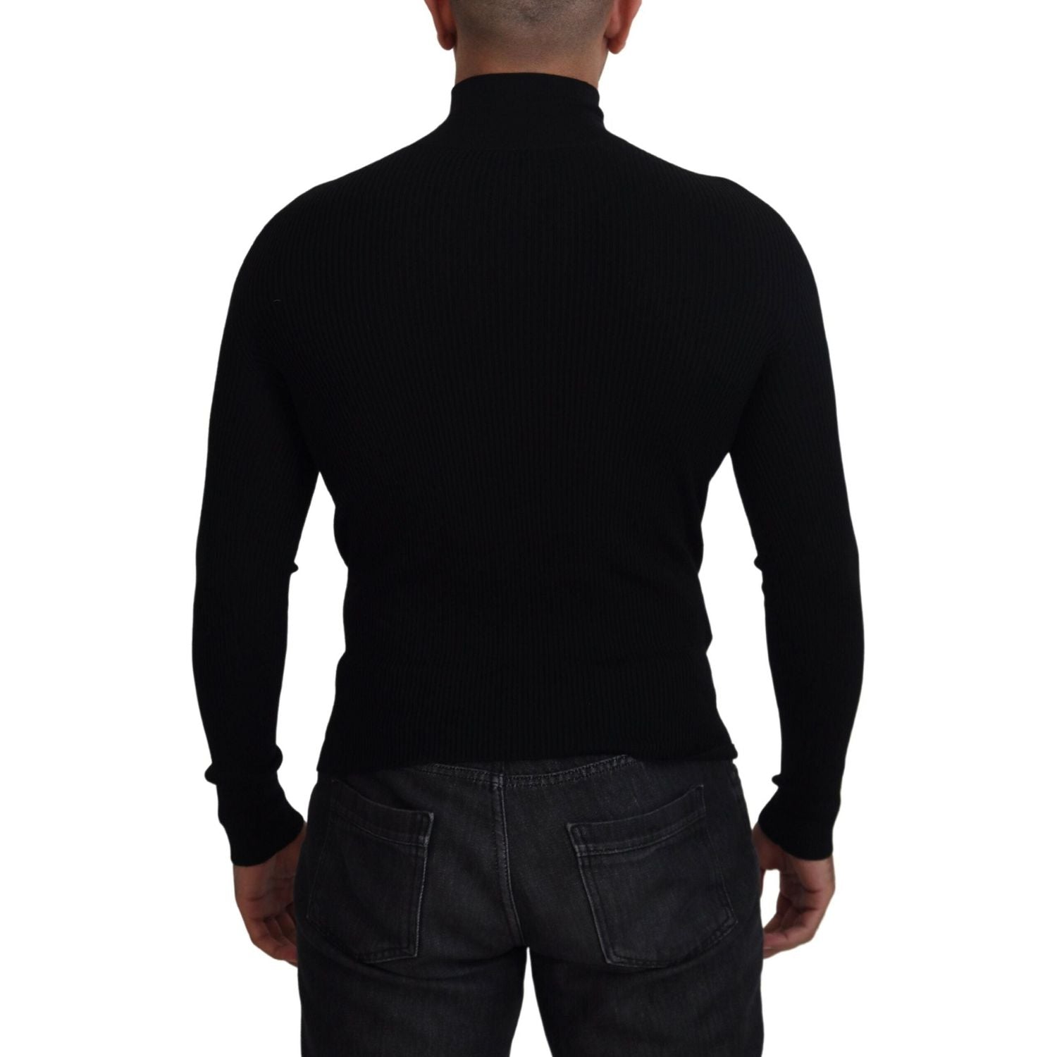 Dolce & Gabbana Black Half Zip Turtleneck Pullover Sweater