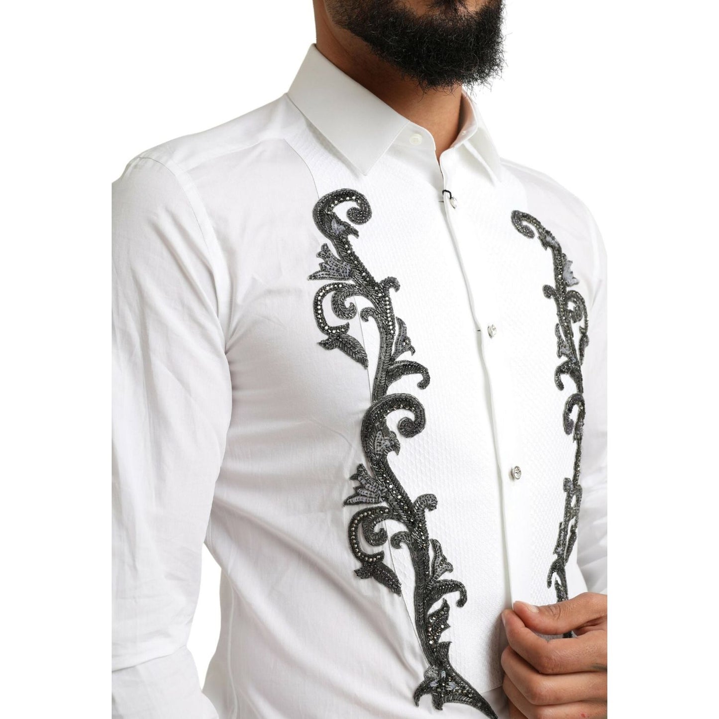 Dolce & Gabbana Italian Designer Slim Fit Tuxedo Shirt Dolce & Gabbana