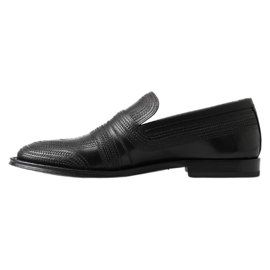 Dolce & Gabbana Elegant Black Leather Slipper Loafers Dolce & Gabbana