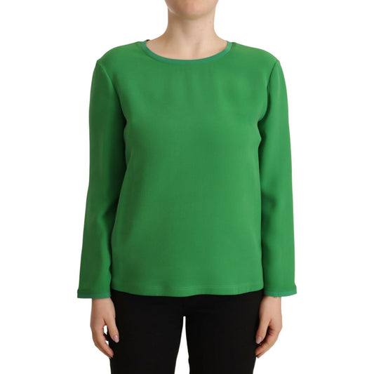Armani Green Silk Long Sleeves Round Neck Sweater