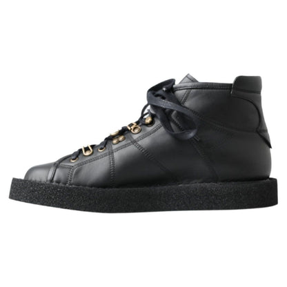 Dolce & Gabbana Black Leather Slip on Stretch Boots