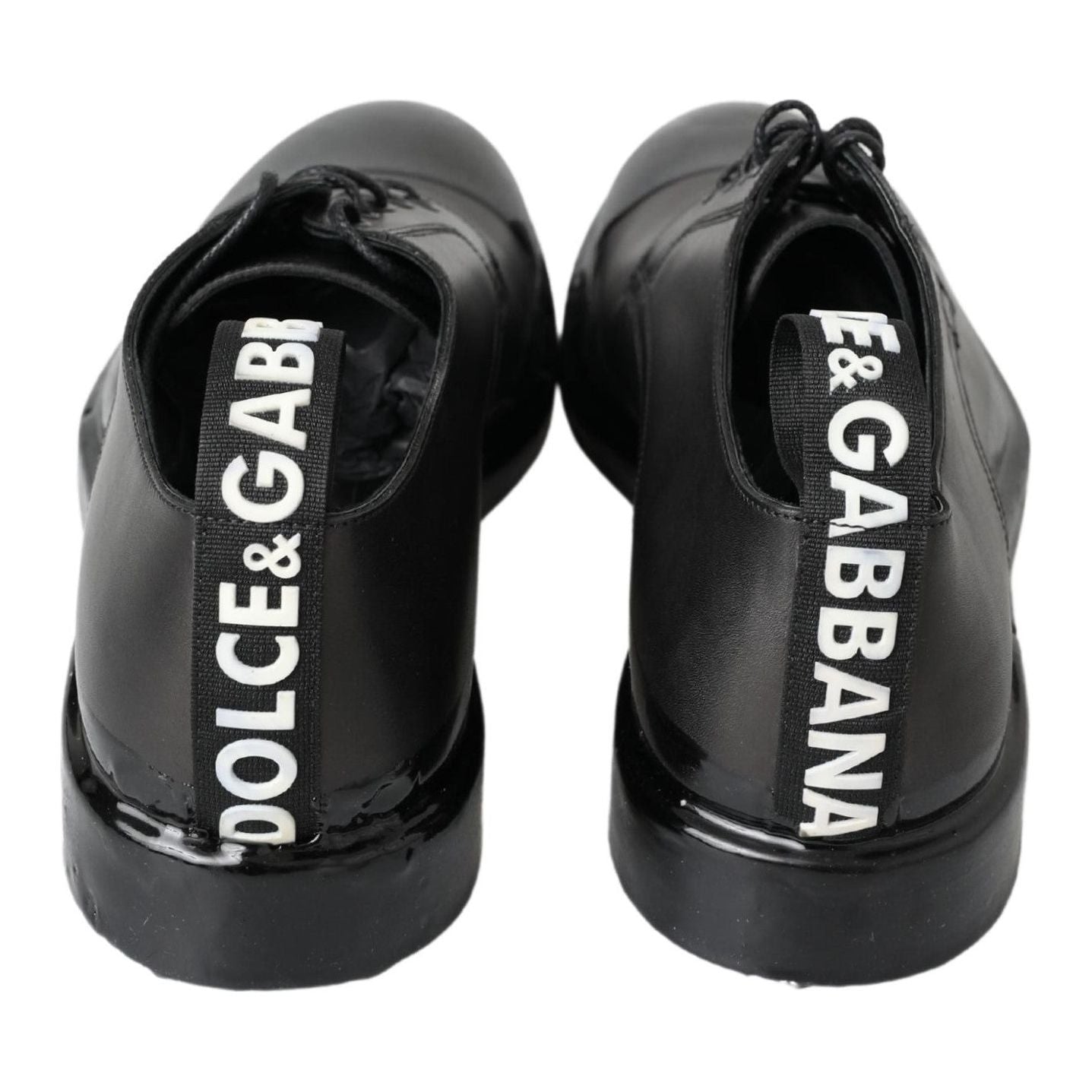 Dolce & Gabbana Elegant Derby Lace-Up Leather Shoes in Black Dolce & Gabbana