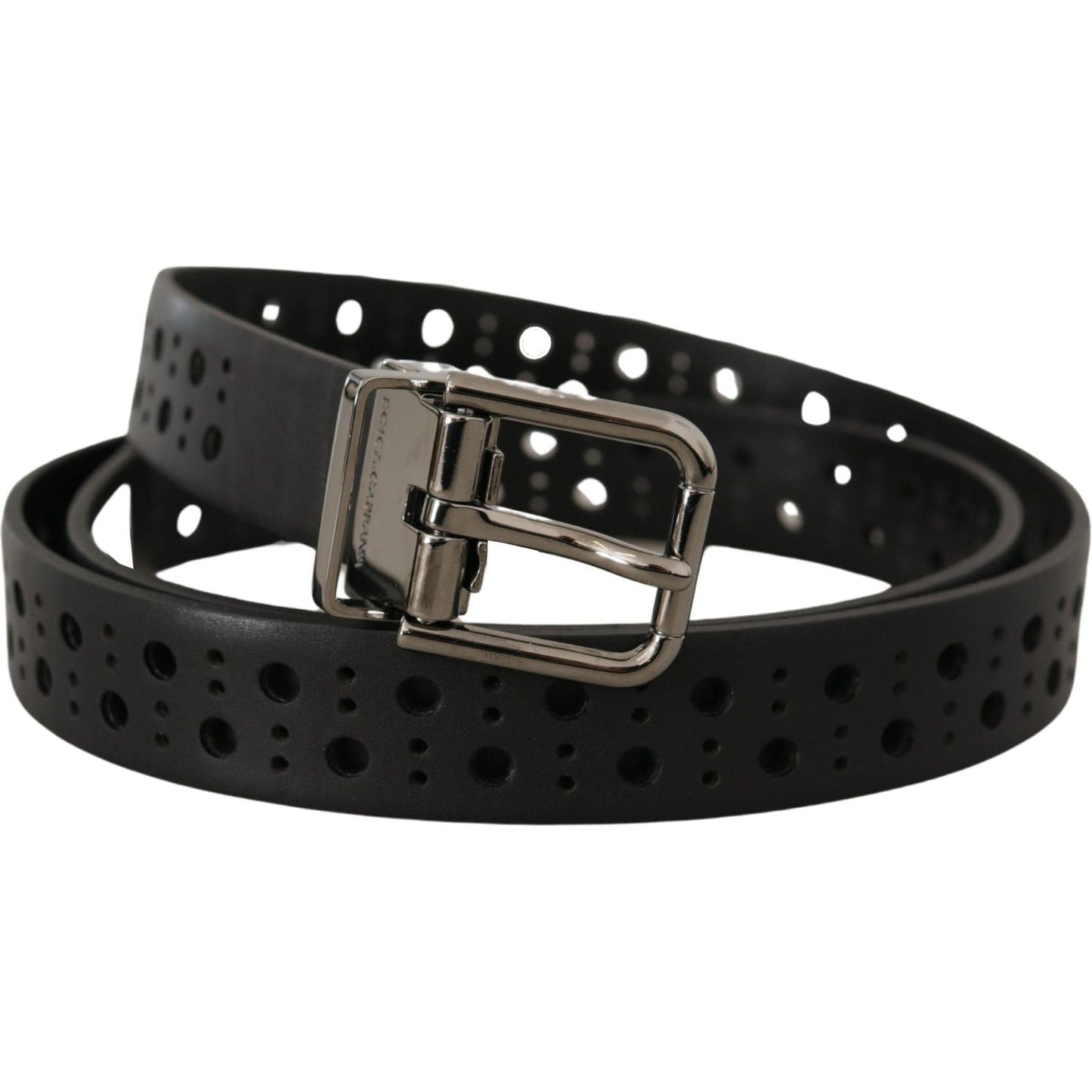 Dolce & Gabbana Elegant Black Leather Belt with Metal Buckle Dolce & Gabbana