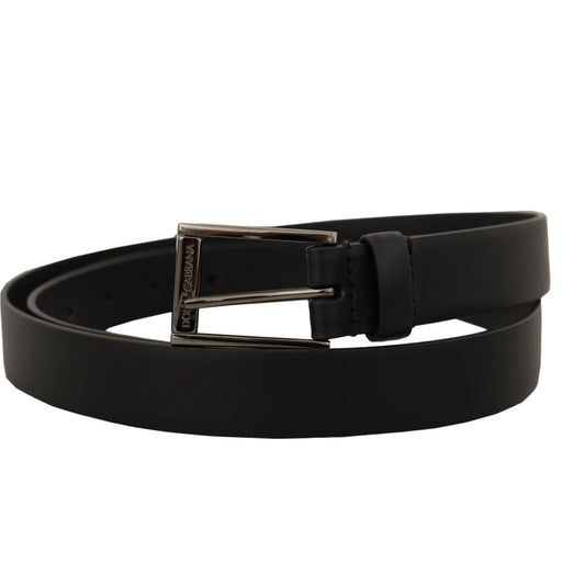 Dolce & Gabbana Elegant Black Leather Belt with Metal Buckle Dolce & Gabbana