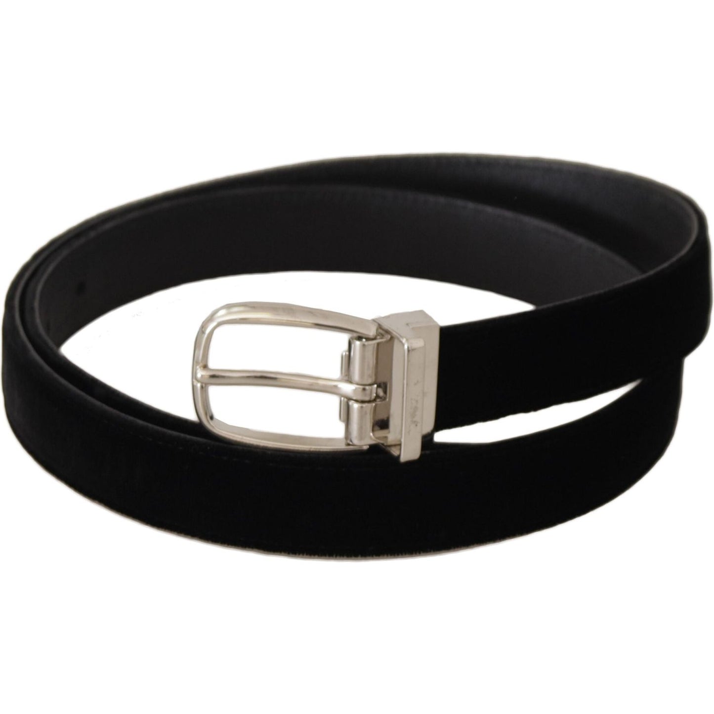 Dolce & Gabbana Elegant Velvet Black Belt with Logo Buckle Dolce & Gabbana