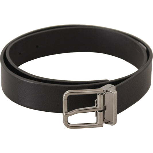 Dolce & Gabbana Elegant Black Leather Belt with Metal Buckle Dolce & Gabbana