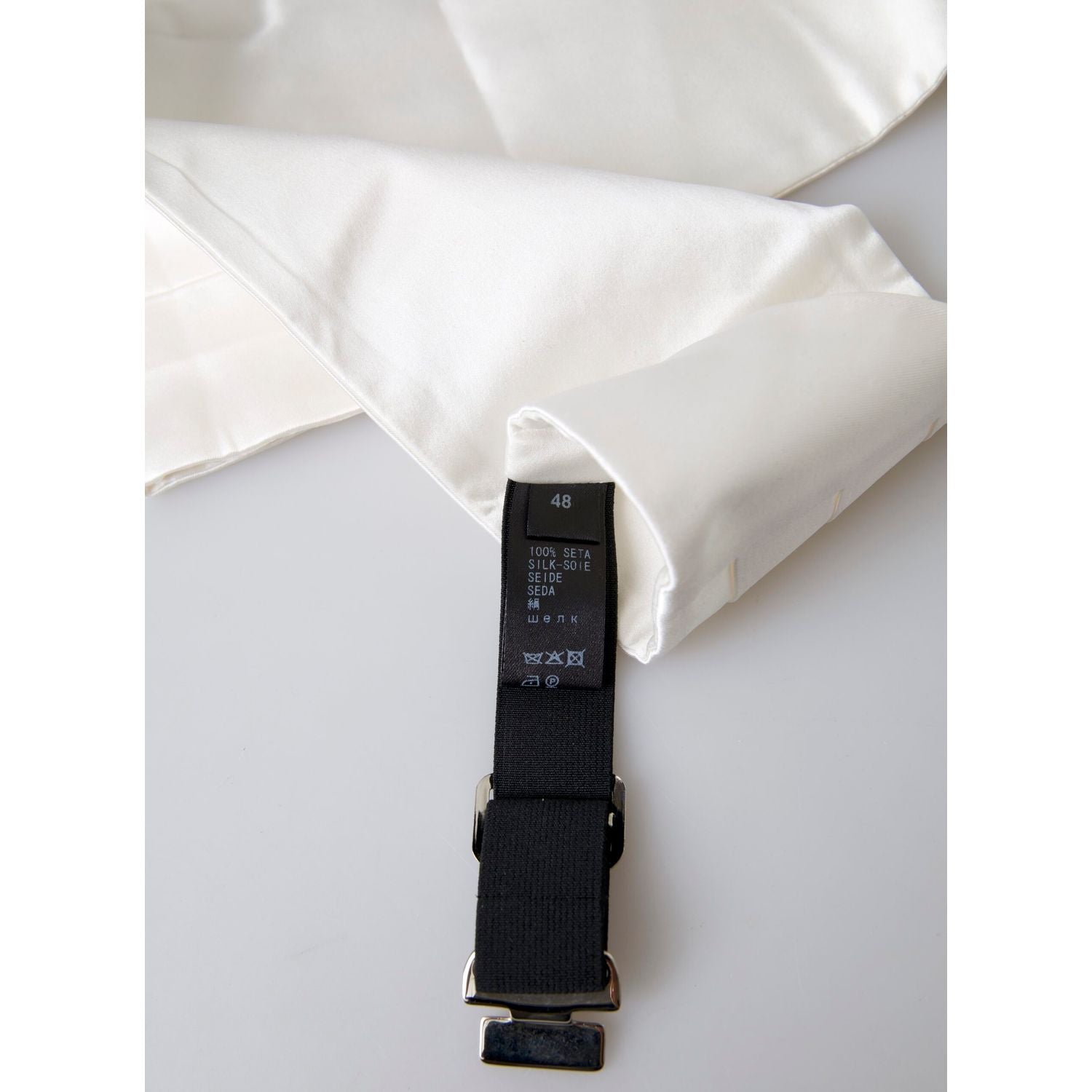 Dolce & Gabbana White Men Wide Waist Silk Belt Cummerbund