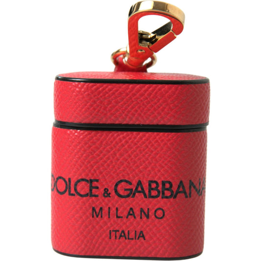 Dolce & Gabbana Elegant Leather Airpods Case in Black and Red Dolce & Gabbana