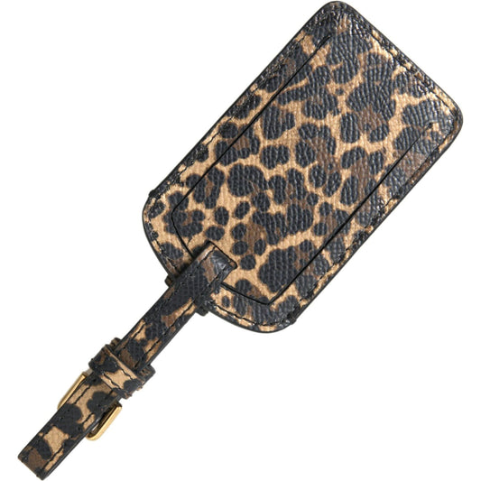 Dolce & Gabbana Elegant Leopard Leather Luggage Tag Dolce & Gabbana