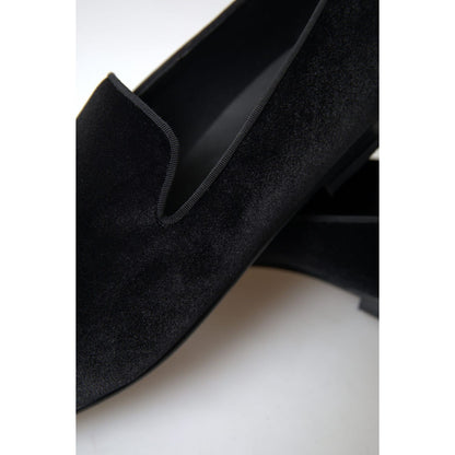 Dolce & Gabbana Black Velvet Loafers Formal Shoes