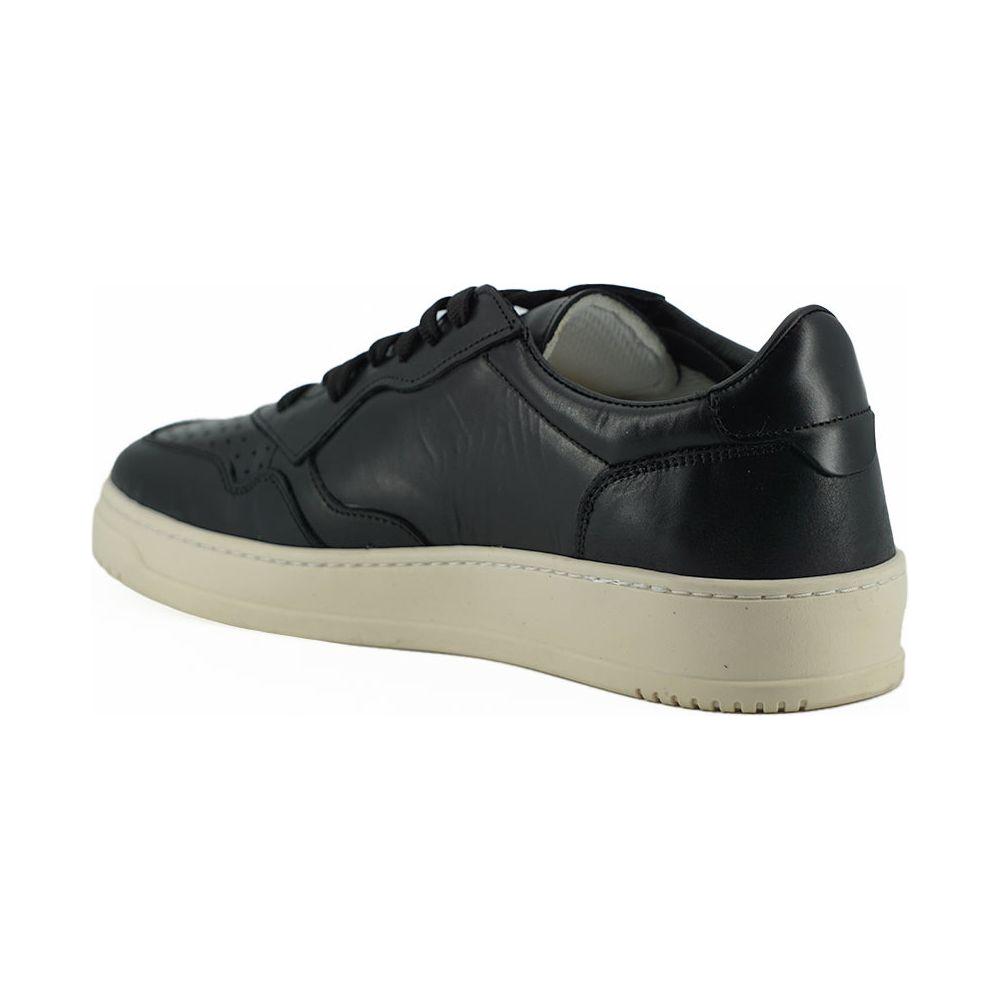 Saxone of Scotland Elegant Black Leather Sneakers - Unisex Style Saxone of Scotland