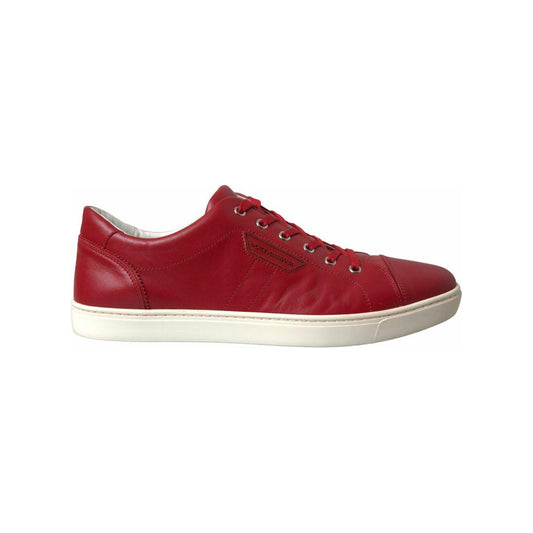 Dolce & Gabbana Elegant Red Leather Low Top Sneakers Dolce & Gabbana