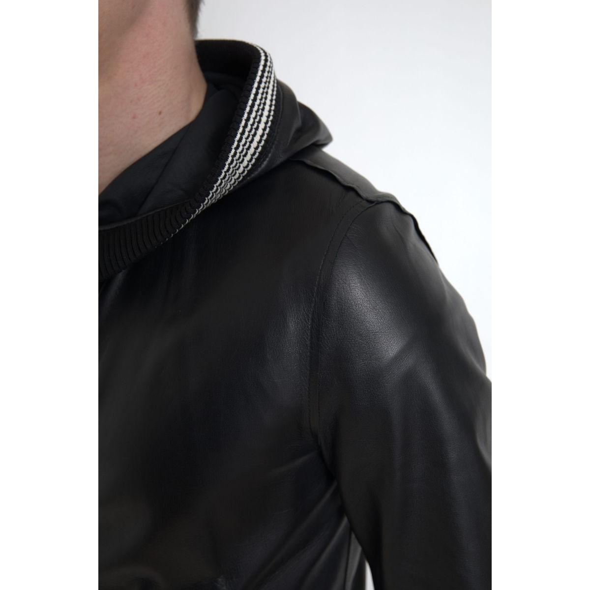 Dolce & Gabbana Elegant Black Leather Bomber Jacket Dolce & Gabbana