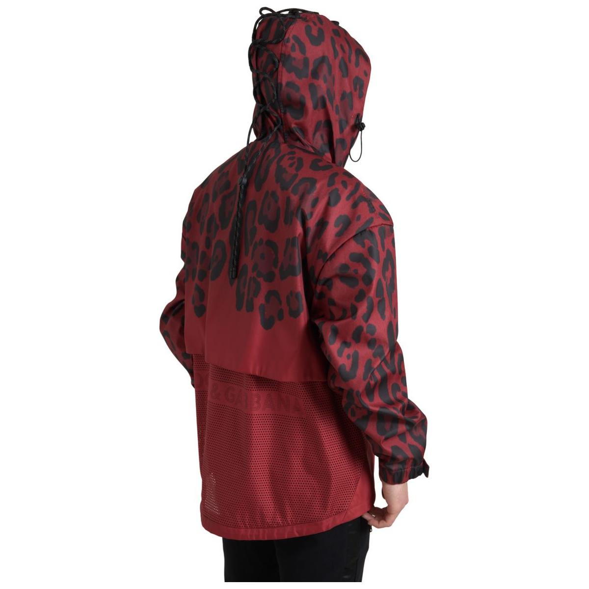 Dolce & Gabbana Radiant Red Leopard Print Hooded Jacket Dolce & Gabbana