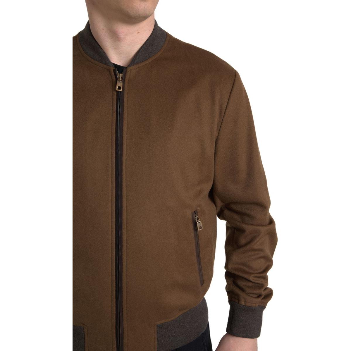 Dolce & Gabbana Elegant Brown Cashmere Bomber Jacket Dolce & Gabbana