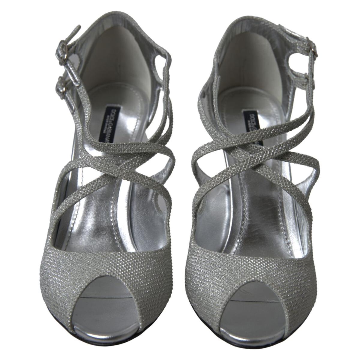 Dolce & Gabbana Elegant Shimmering Silver High-Heeled Sandals Dolce & Gabbana