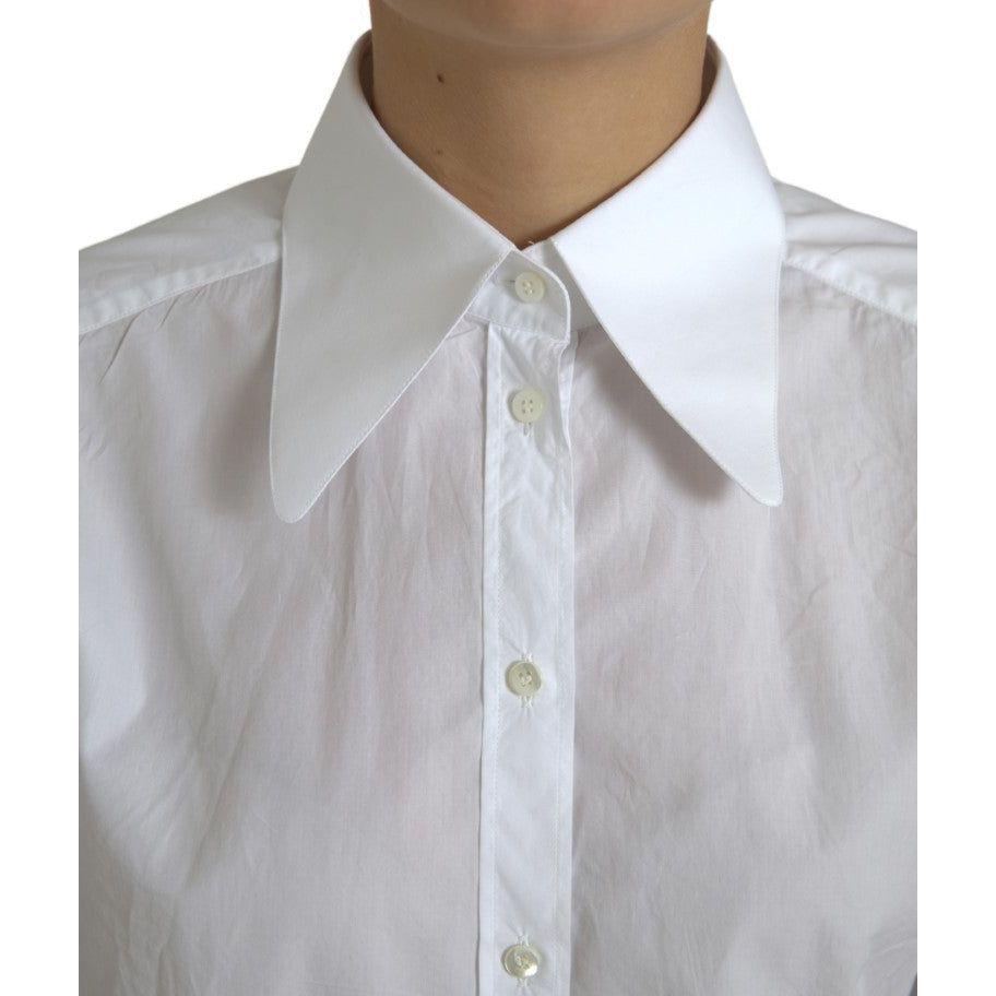 Dolce & Gabbana Elegant White Cotton Collared Top Dolce & Gabbana