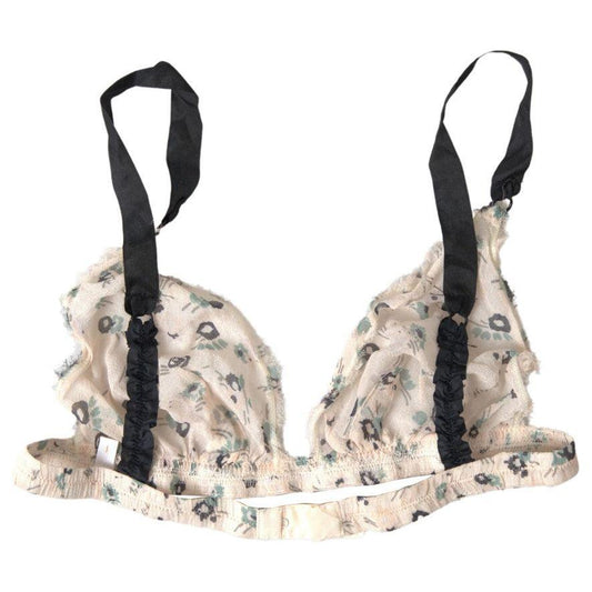 Costume National Elegant Floral Print Beige Bra Costume National