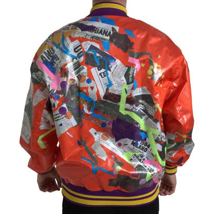 Dolce & Gabbana Orange Polyester Button Blouson Jacket