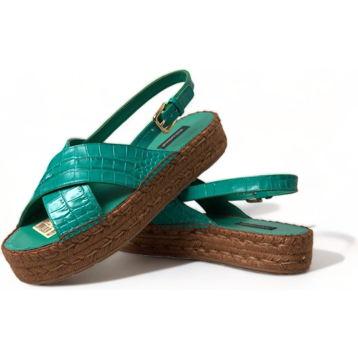 Dolce & Gabbana Elegant Green Espadrille Platform Sandals Dolce & Gabbana