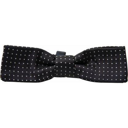 Dolce & Gabbana Black Polka Dot Silk Adjustable Men Neck Papillon Bow Tie