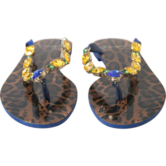 Dolce & Gabbana Elegant Blue Leather Flat Sandals Dolce & Gabbana